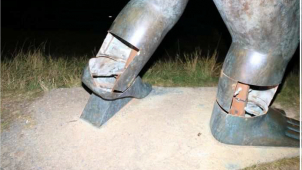 Sv. Kryštof už nehlídá obchvat Olomouce, zloděj mu rozřezal nohy