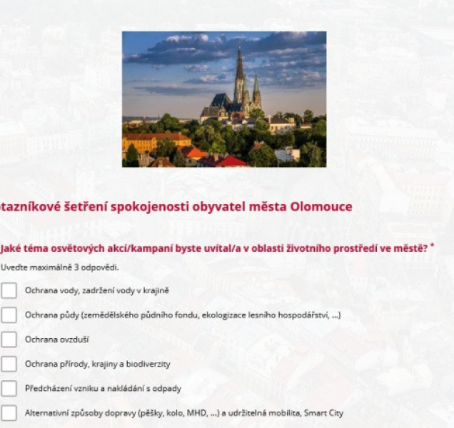 Zapojte se do průzkumu spokojenosti obyvatel města Olomouce