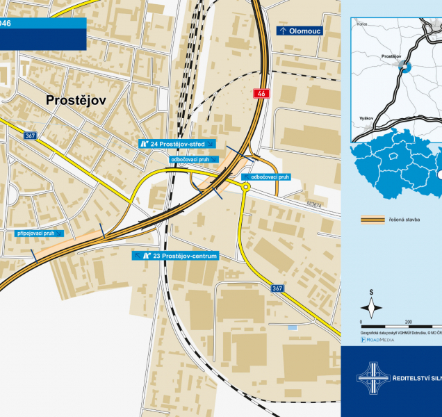 Na dálnici ve středu Prostějova vyjedou v pondělí bagry