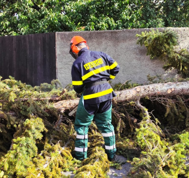 Hasiči po bouřkách odklízeli spadené stromy