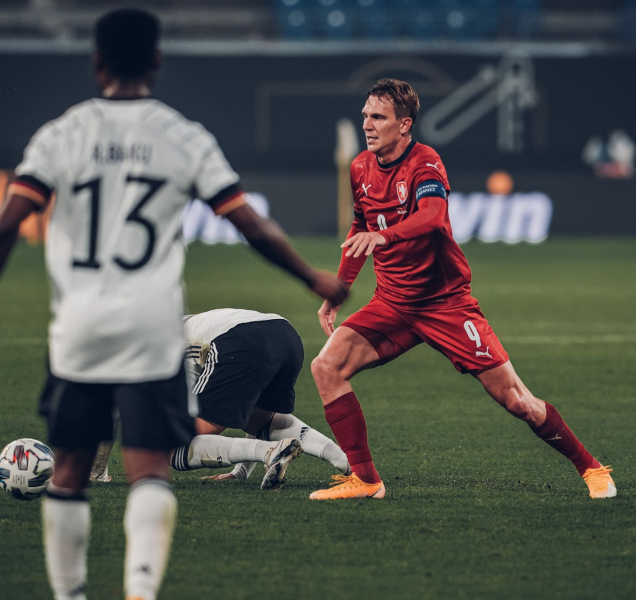 Jemelka hrál za reprezentaci proti Německu