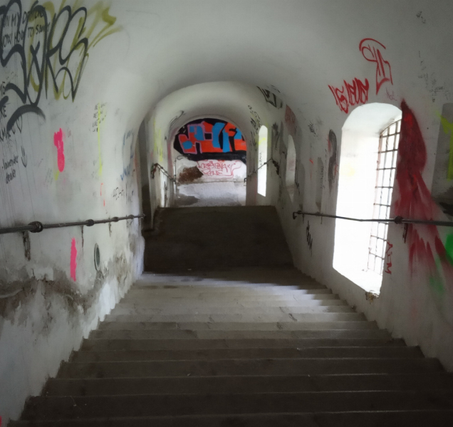 Schody z parku do centra u Konviktu